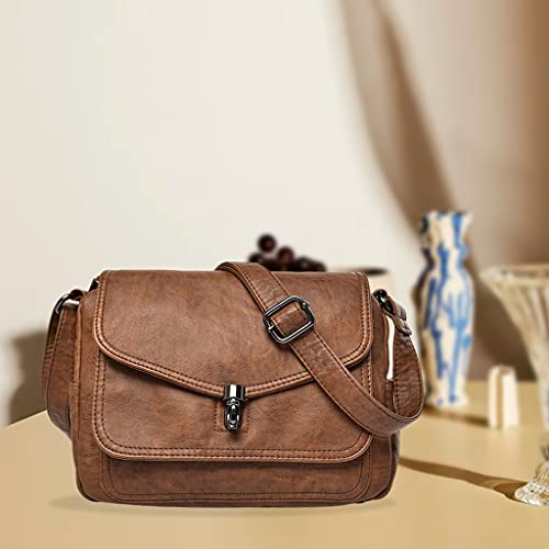 oshhni Adulto Unissex Bolsa Mensageiro Feminina Carteira De Couro Sacola Vintage Couro Pu Bolsa De O