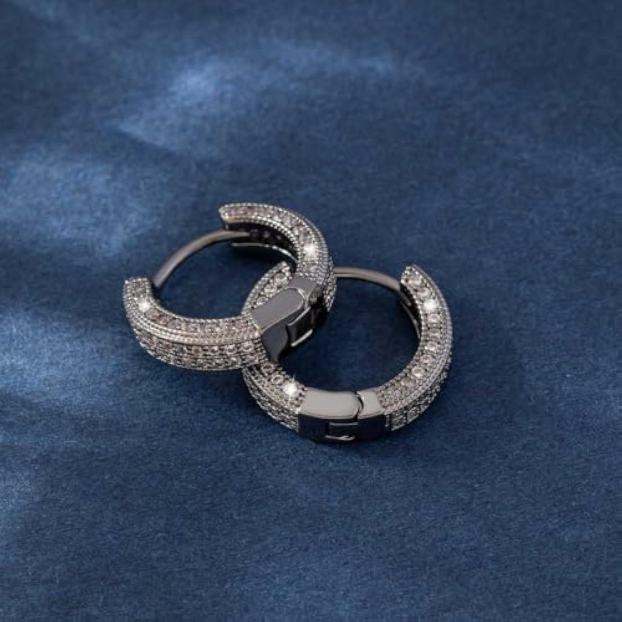 Silver Plated Pave Huggie Hoop Cubic Zircon Earring