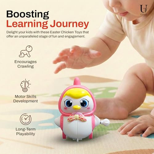 Image of Chicken Toys for Kids, Swinging Chain String Magnetic Hen with Chick Learning to Crawl Spring Toy, Crawling Wind-up Duck, Walking Chicken Cute Windup Toy for Boys Girls Toddler