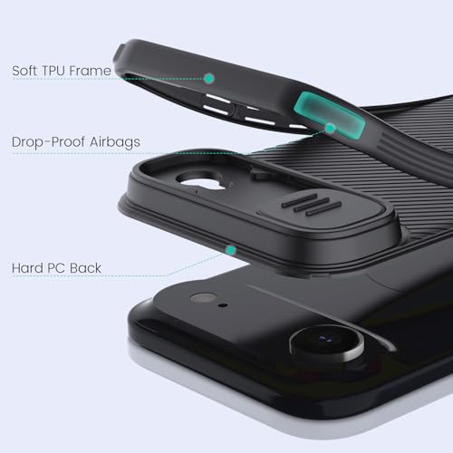 Image of Nillkin for iPhone Air Case with Slide Camera Cover, Thin Slim Fit, Shockproof Protective, Protector Privacy, Phone Case iPhone Air with Camera Lens Protector 6.5'', Black