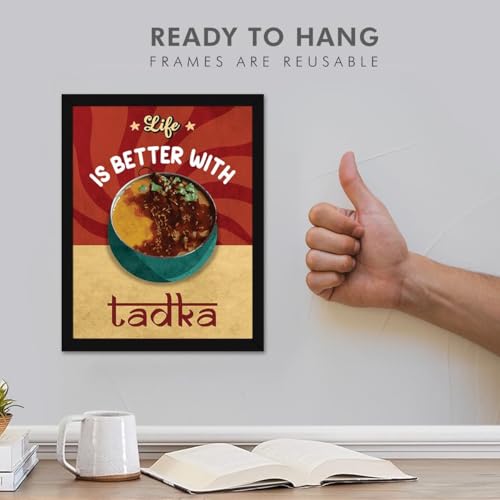 Image of Chaka Chaundh Engineered Wood - Kitchen Quotes Rectangular Wall Frames - (Set of 4) - Dining Frame - Restaurant food Quotes Framed Posters - (14 X 11 inches)