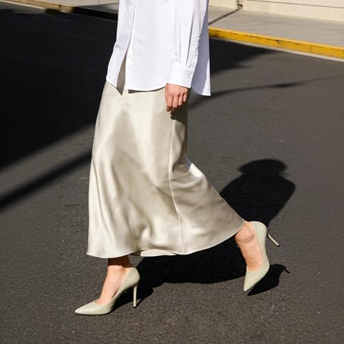 Image of Eldof Women's Classic Dress Pumps Shoes, Sexy Pointed Toe 4 inch Stiletto High Heels, Office Formal Slip On Size 5-13