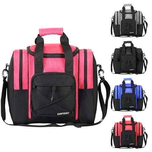 DAFISKY Sac fourre-tout pour boule de bowling - Sac avec support rembourré, 2 poches pour chaussures de bowling jusqu'à la taille 42 et accessoires (rose)