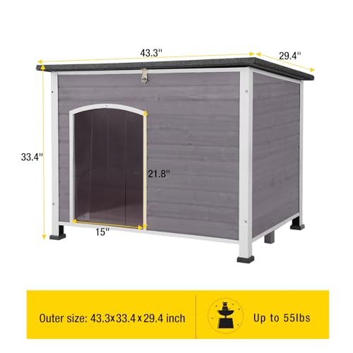 Insulated Wooden Dog Kennel Dog House with PVC Curtain and Removable Floor for Easy Cleaning (Large) Insulated Wooden Dog Kennel Dog House with PVC Curtain and Removable Floor for Easy Cleaning (Large)