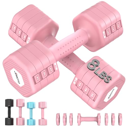 Image of JOROTO 5-in-1 Adjustable Dumbbell Set, 8LB /11LB Pair Adjustable Weights for Women at Home, 1s-Adjust Dual Locking Stable Hand Weights with TPE Soft Handle, Home Gym, Rehab, Pilates, Yoga, Strength Training