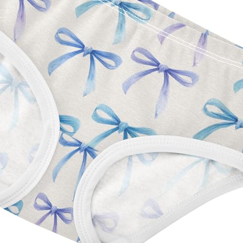 Wusikd Watercolor Blue Bows (2) Girls' Underwear Cotton Girls Briefs Soft Toddler Underwear 2T4