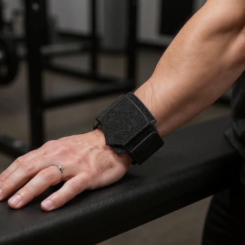 Muñequeras para levantamiento de pesas negras de algodón ajustable 55cm equipo de gimnasio 3