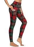 QIVICIMA Women High Waist Workout Leggings Christmas Printed Gym Athletic Tummy Control Yoga Pants with Pockets B2 Christmas M