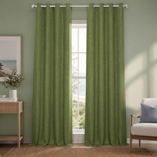 Image of HPD Half Price Drapes Grommet Linen Curtains 120 Inches Long Room Darkening Curtains for Bedroom & Living Room (1 Panel), 50W x 120L, Tuscany Green