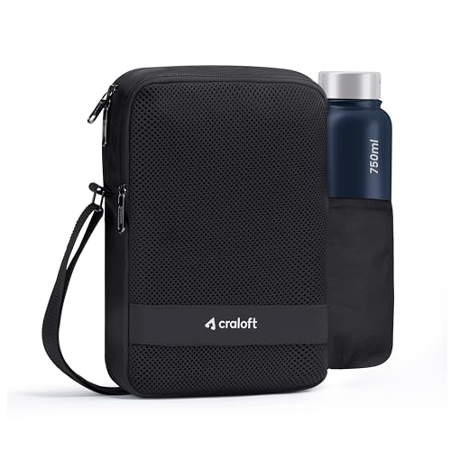 Image of CRALOFT Office Travel Sling Bag for Man and Women 11.5 inch Water-Resistant Premium Polyester Crossbody Shoulder Bag for Men with Bottle Holder Multi-pocket Messenger Side Bags for iPad Mobile Passport