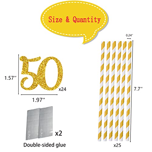 Decoración de pitillos papel oro 7.7 pulgadas set 24 miniatura 2