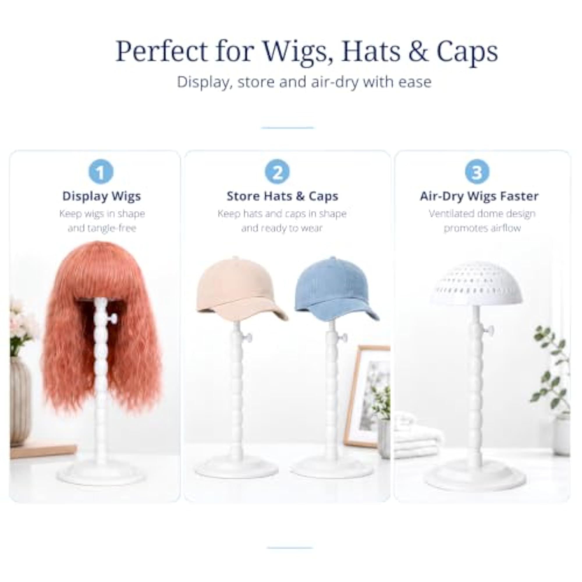 Portable Adjustable Plastic Wig Stand