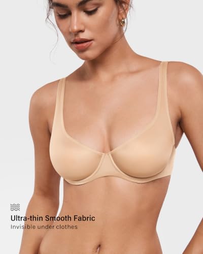 Image of INLYRIC Women's Mesh Balconette Bra Unlined | Ultra-soft, Unlined, Underwire, Light Support, No Padding, Semi-sheer, Demi, Seamless Look, Sexy, Supportive Comfortable