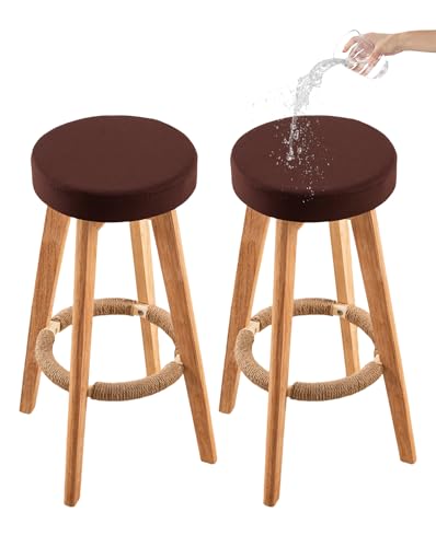 Image of CRFATOP 2 Pack Waterproof Coffee Bar Stool Covers Round Seat Slipcover,L
