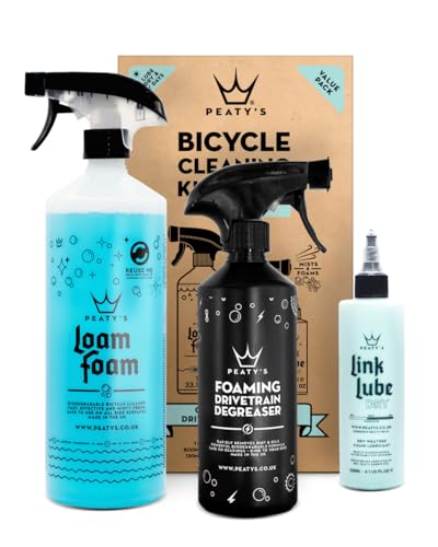 Peaty's Bicycle Cleaning Kit (Dry) - Wash, Degrease & Lubricate Bike Maintenance Kit, Includes Foaming Bike Cleaner, Drivetrain Degreaser & Dry Chain Lube, Suitable for Carbon, MTB, Road and E-Bikes
