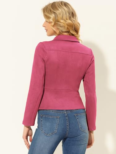 Allegra K Women's Faux Suede Jacket Short Zip Up Motorcycle Biker Coat4
