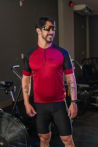 Conjunto de Ciclismo Masculino Camisa e Bermuda de Gel Bike Pedal Mtb (Vinho, M)