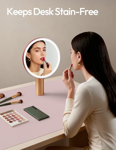 Image of YSAGi Leather Desk Pad Protector, Office Desk Mat, Large Mouse Pad, Non-Slip PU Leather Desk Blotter, Laptop Desk Pad, Waterproof Desk Writing Pad for Office and Home (Grayish Lavender, 23.6 inch x 13.8 inch)