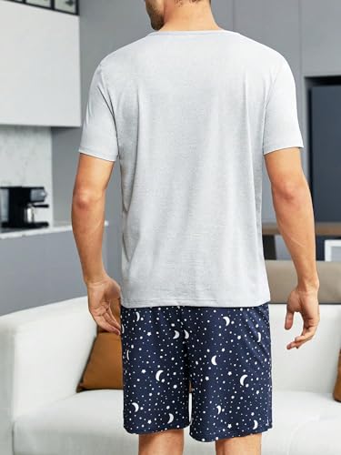 SOLY HUX Men's Graphic Pajama Set Short Sleeve Tee and Shorts 2Pcs PJ Set Loungewear2