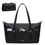 LOVEVOOK Sac à Main Femme, Grand Cabas Ordinateur Portable Léger Chic, Imperméable Tote Bag avec Grande Capacité, Sacoche Polyvalente pour Cours Lycée, Université, Travail Étudiant, Voyages, Noir