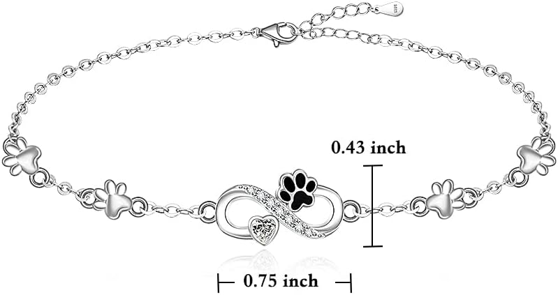 Fenthring Cat Dog Paw Print Bracelet Sterling Silver Infinity Heart Puppy Paw Memorial Mothers Day Bracelets for Women Jewelry Gifts - Image 6