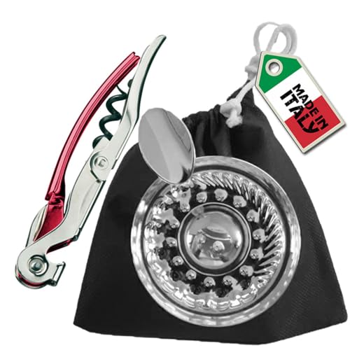 Kit Sommelier AIS Degustazione Vino - Tastevin & Cavatappi Professionali - By EUPOSIA (Rosso)