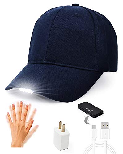 Eletina Rechargeable Baseball Cap LED Headlight with USB Cable and Battery, Suitable for Outdoor Camping Night Fishing, Mountain Climbing, Night
