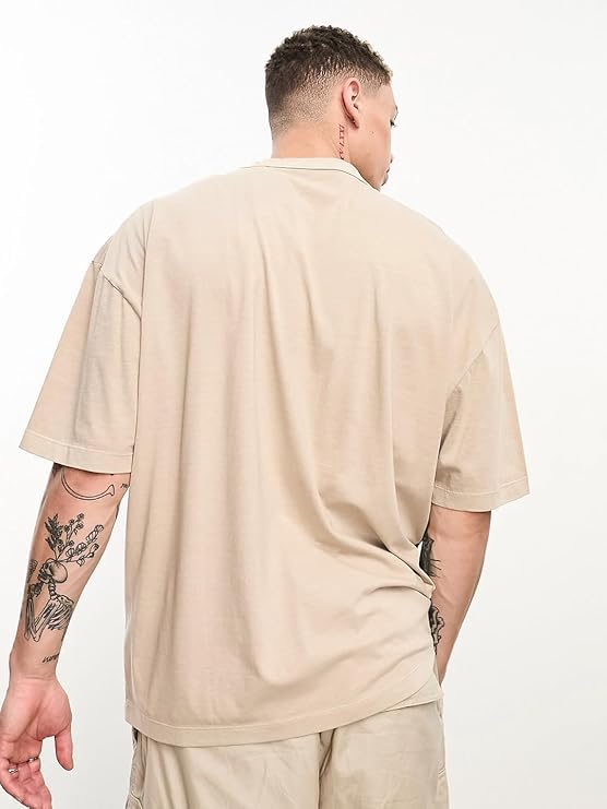 Image of CHKOKKO Oversized Tshirt for man Solid Classic Round Neck Loose Fit Half Sleeve Soft and Comfortable Casual Stylish wear for Summer