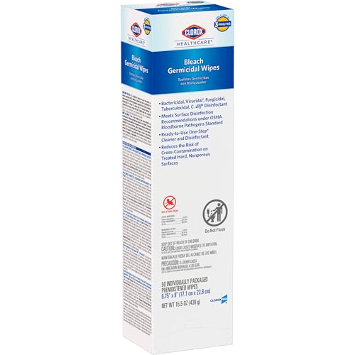 Clorox Healthcare Bleach Germicidal Individual Wipes, 6.75" x 9", 50 Count, Pack of 6 (Package May Vary) - image 9