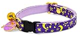 Kamercy Cat Collar with Charm, Gold Moon & Stars Cat Collar, Safety Breakaway Cat Collars, Purple Ca