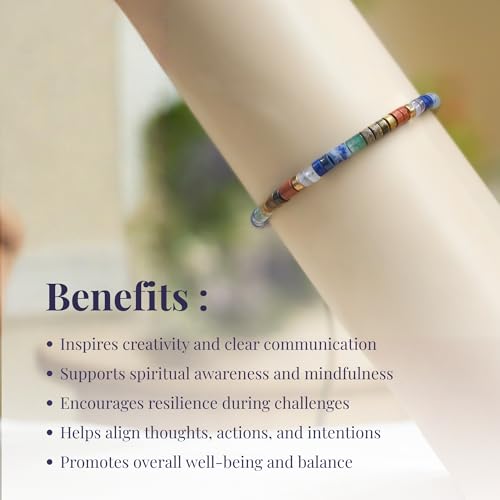 Image of 7 Chakra Healing Crystal Bracelet for Men & Women | Natural Stone Beads | Meditation, Yoga & Anxiety Relief Bracelet | Reiki Energy Balancing Beads with Amethyst, Lapis Lazuli, Aventurine, Carnelian & Jasper