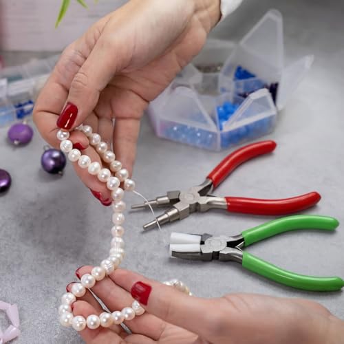 Image of Mudder 2 Pieces Jewelry Making Tool Bail Making Pliers 6 in 1 Jewelry Wire Bending Pliers for Beading Looping Shaping Wire DIY Crafts(Red and Green)