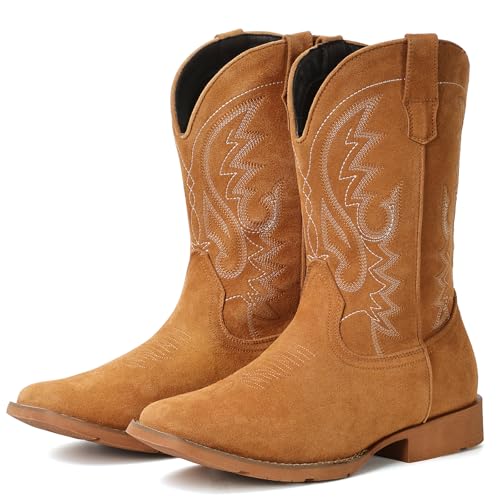 Image of IUV Cowboy Boots For Men with Wide Square Toe Western Retro Boot