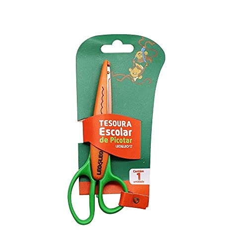 Tesoura Escolar de Picotar Revestida Em Plastico Leonora, Transparente