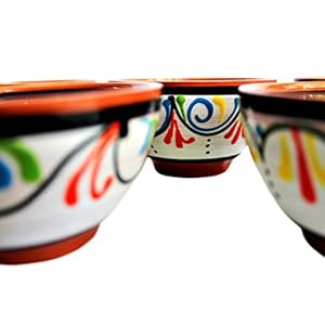 Cactus canyon ceramics salsa bowls spanish terracotta white decor small serving bowl european size festive dinnerware 5 piece set dishwasher microwave safe  urban country home decor