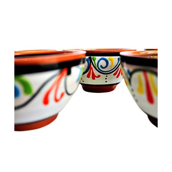 Cactus canyon ceramics salsa bowls spanish terracotta white decor small serving bowl european size festive dinnerware 5 piece set dishwasher microwave safe  urban country home decor