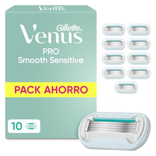 Gillette Venus Pro Smooth Sensitive Cuchillas de Afeitar Mujer, Pack de 10