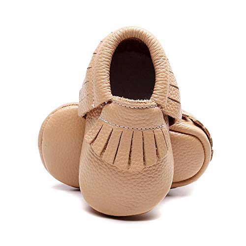 Bebila Baby Moccasins with Gold Bow Tassel First Walker Toddler Genuine Leather Shoes for Boys Girls (5.5M US Toddler/6-12Months, C)