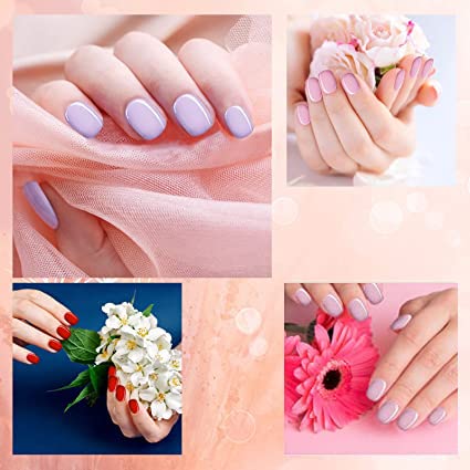 Image of 120Pcs Artificial Nails Extensions Combo in 5 Colors With Glue Stickers, Nail File & Wood Stick (Short Squoval02)