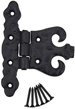 Renovators Supply Manufacturing Black Cabinet Door Hinge with Hardware 4.5 in. Rust Resistant Wrought Iron Flush Mount Hinge for Cabinets