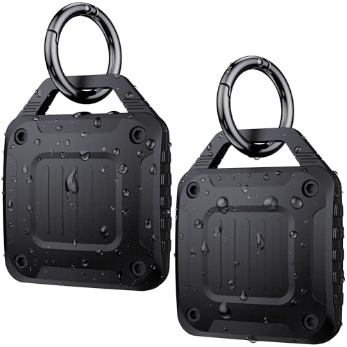 DDJ 2-Pack IPX8 Waterproof for AirTag Holder Case Keychain, Rugged Protective Case for Apple Air Tags with Key Ring, Ultra Durable Air TagHolder for Dog Collar/Luggage/Key/Backpack, Easy to Install