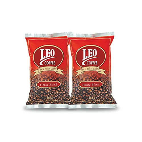 Image of Leo Coffee House Blend Coffee, 100% Pure Filter Coffee Powder, 500g, Pack of 2 (Medium Grind)