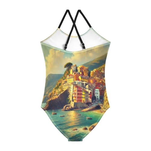 Seaside Town Blue Bathing Suits for Girls Swimsuit Summer Beach Swimwear One Piece Swimsuits2