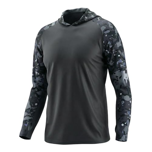 LOOGU Men’s UPF 50+ Sun Protection Hoodie Shirt Quick Dry Lightweight Long Sleeve Rash Guard for Fishing Swimming Beach — view 4