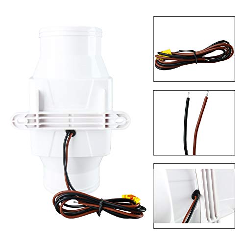 Yaemarine 3 Inch 12V In-Line Blower Electric In-Line Marine Bilge Air Blower 130 Cfm White For Boat Marine #TOP1