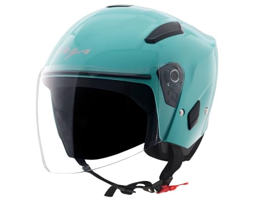 Vega Orion Open Face Riding Helmet with Lightweight Shell, Comfortable Liner, Shock Absorbing Interior, Ventilated Fit, Durable Build, and Modern Mint