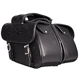 Dream Apparel Faux Leather Motorcycle Saddle Bags Throw Over Saddlebags, PVC Motorcycle Side Bags for Honda Shadow Sportster Softail Dyna V-star (Black, No Studs)
