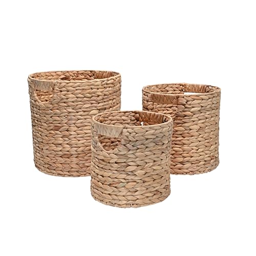 happimess BSK2011A-3SET Avery Bohemian Cottage Handwoven Hyacinth Cylinder Nesting Wicker