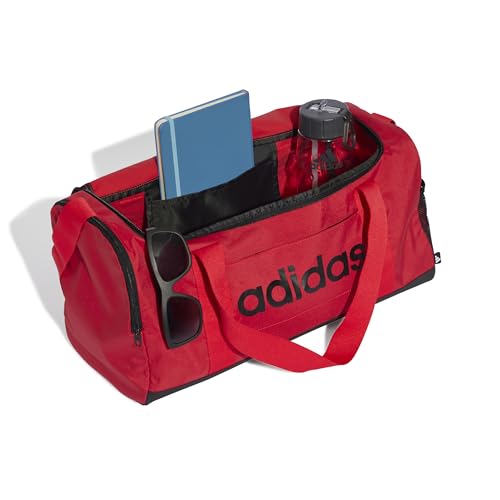 Image of Adidas Unisex Essentials Linear Duffel Bag, Pure Ruby /Black, S