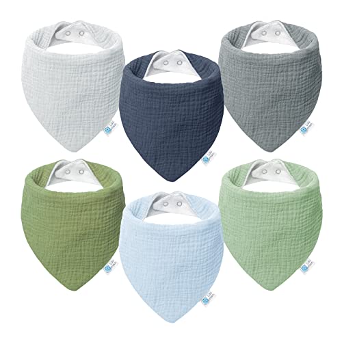4 Stück Sabberlätzchen Baby Dreieckstuch Baby Halstuch Baby, Weiche & Absorbierende Musselin Halstücher Baby Musselin Tuch Baby Mit 2 Verstellbares